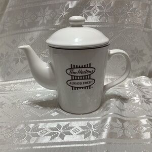 Tim Hortons White Ceramic Tea Pot Vintage Logo
